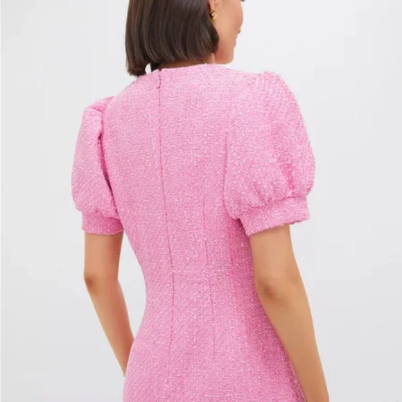 Tweed Pink Puff Sleeve Dress - Picture 4 of 4